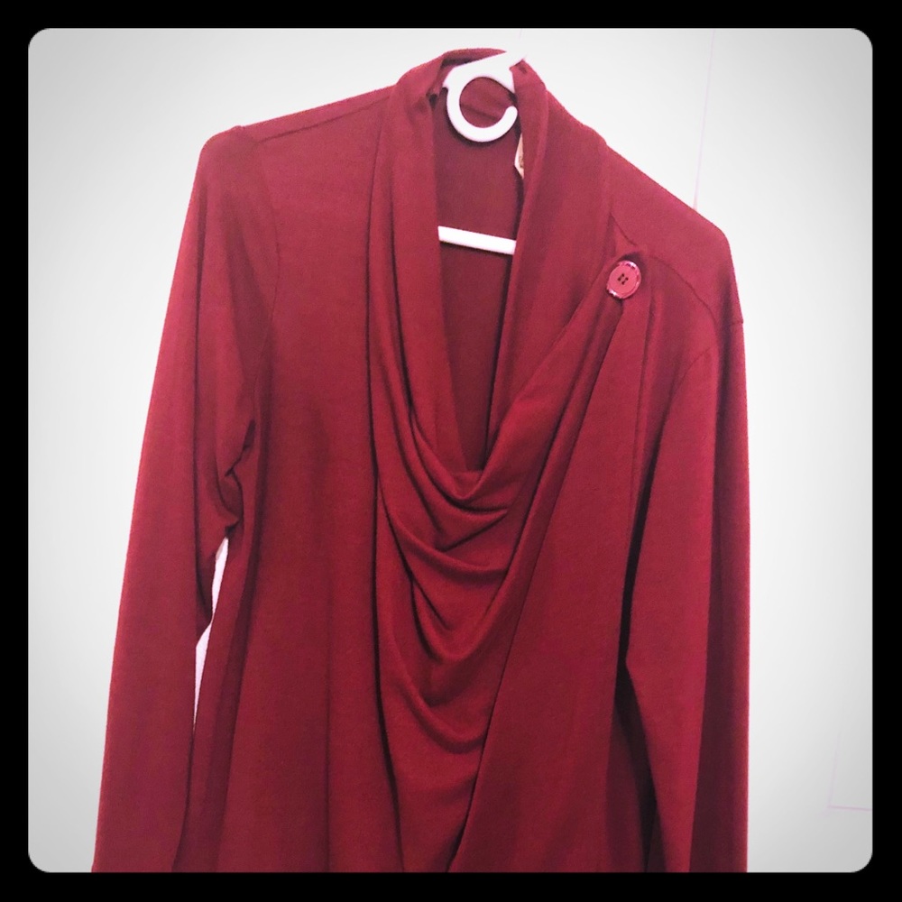 Red sweater jacket with Button Attachment